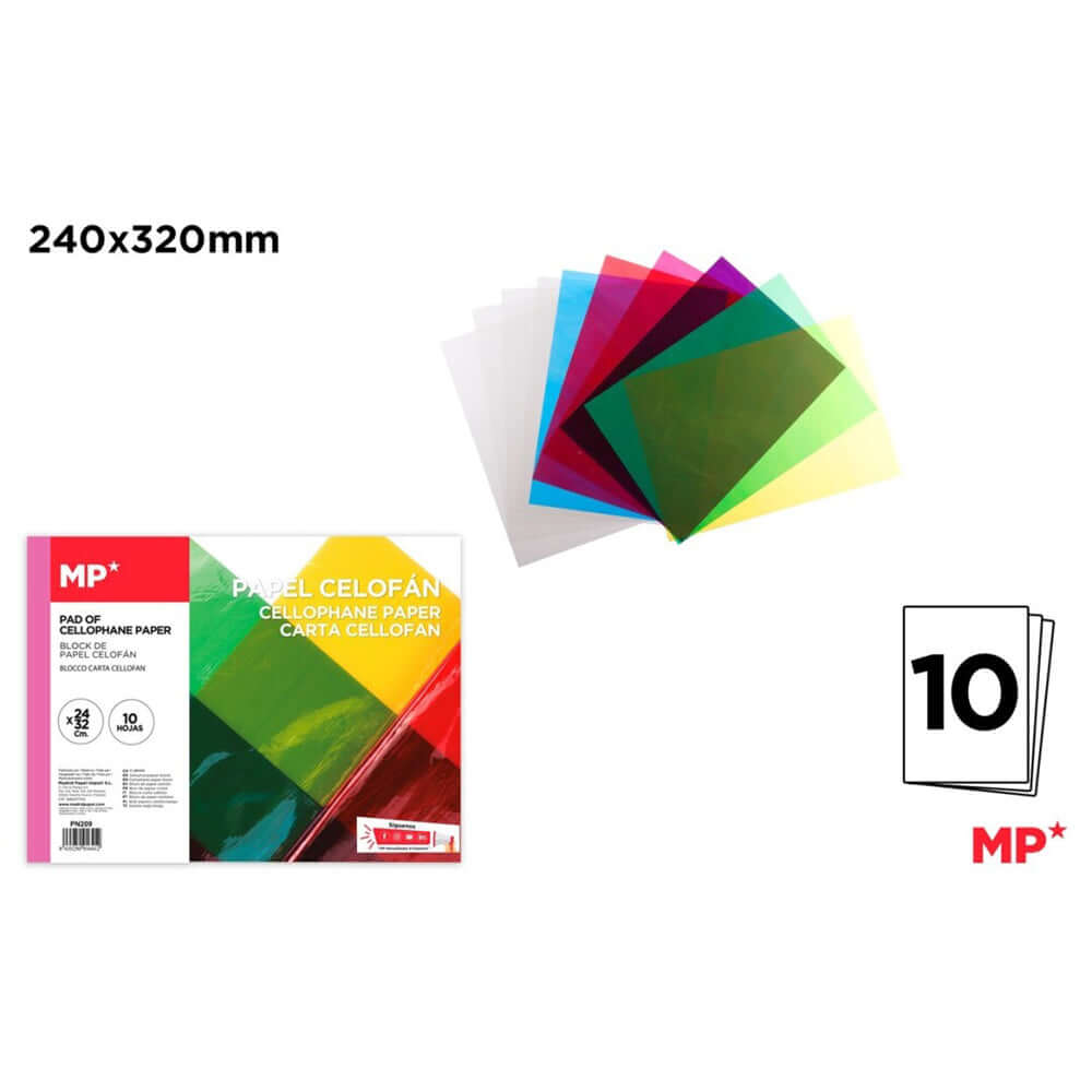 Hartie celofan Main Paper, 240x320 mm, 10 file, diverse culori Hartie celofan Main Paper, 240x320 mm, 10 file, diverse culori